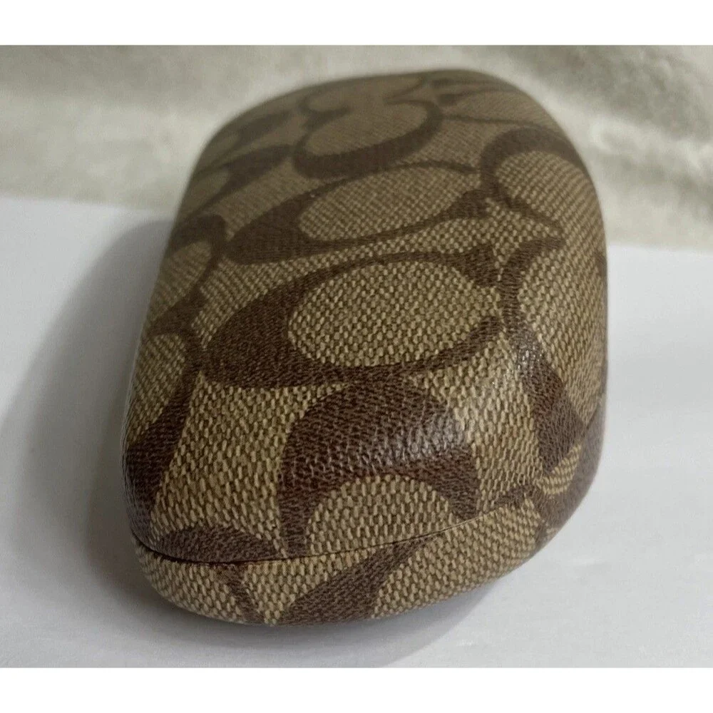 Coach signature C print hard clamshell sunglasses case in brown